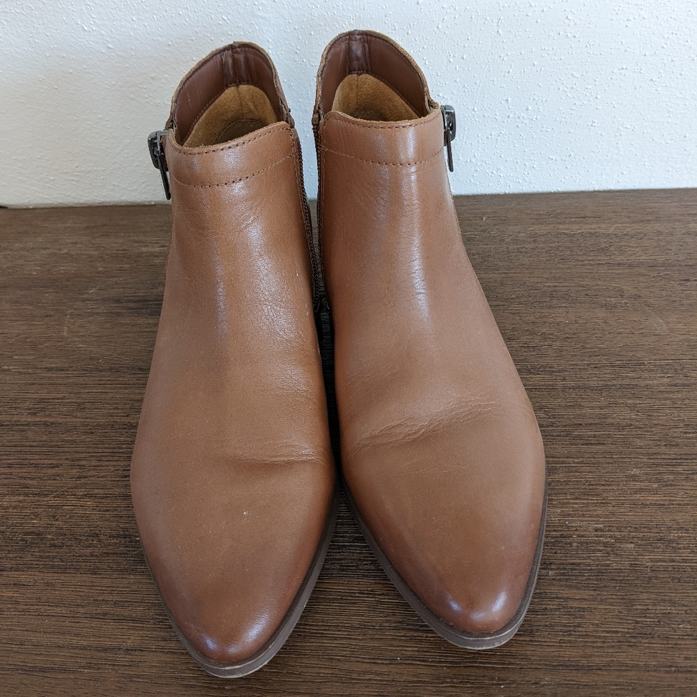 Tan zip up ankle boot